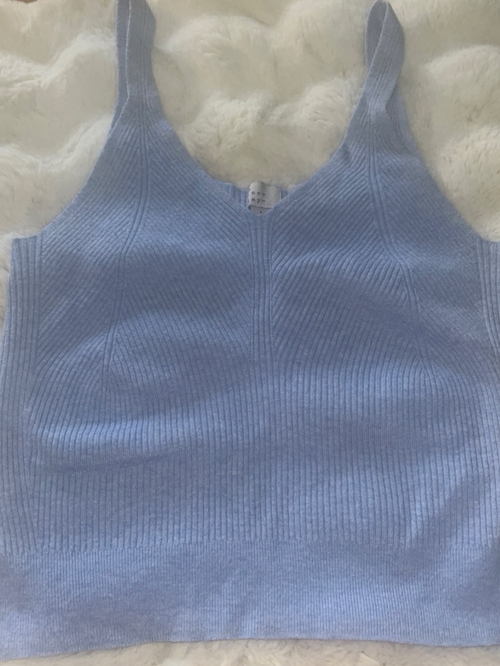 a new day Sky Blue Ribbed Tank Top
